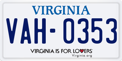 VA license plate VAH0353