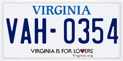 VA license plate VAH0354