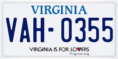 VA license plate VAH0355