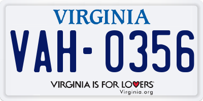 VA license plate VAH0356