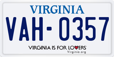 VA license plate VAH0357