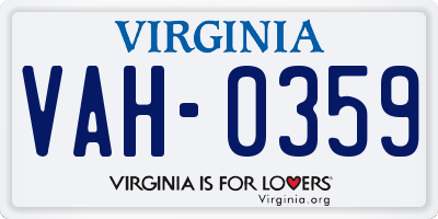 VA license plate VAH0359