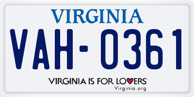 VA license plate VAH0361
