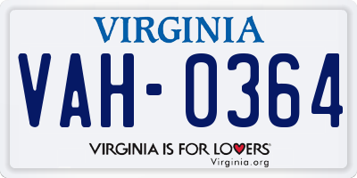 VA license plate VAH0364