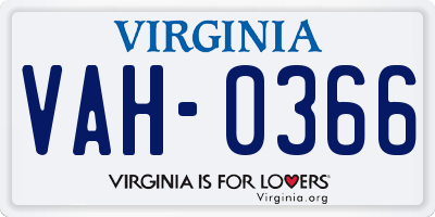 VA license plate VAH0366