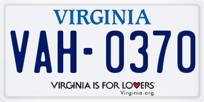VA license plate VAH0370