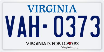 VA license plate VAH0373