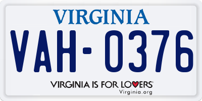 VA license plate VAH0376
