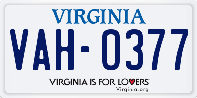 VA license plate VAH0377