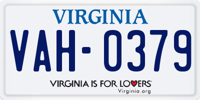 VA license plate VAH0379