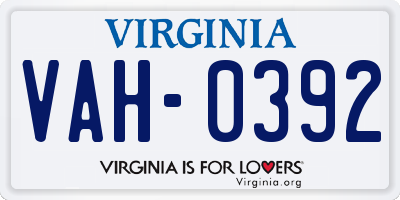 VA license plate VAH0392