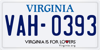 VA license plate VAH0393
