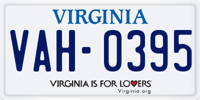 VA license plate VAH0395