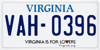 VA license plate VAH0396