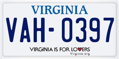 VA license plate VAH0397