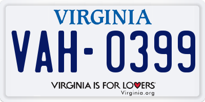 VA license plate VAH0399