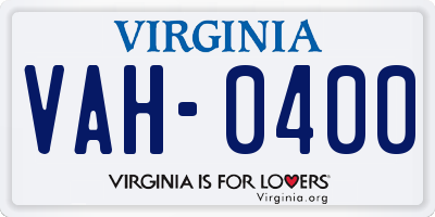 VA license plate VAH0400