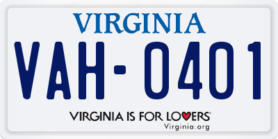 VA license plate VAH0401