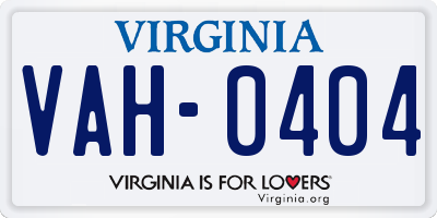 VA license plate VAH0404
