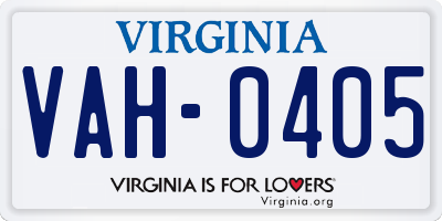 VA license plate VAH0405
