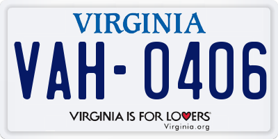 VA license plate VAH0406