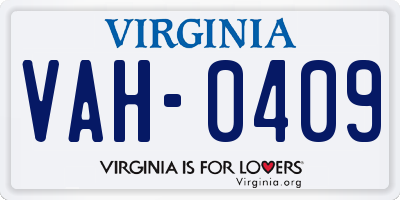 VA license plate VAH0409