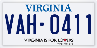 VA license plate VAH0411