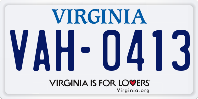 VA license plate VAH0413