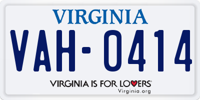 VA license plate VAH0414