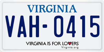 VA license plate VAH0415