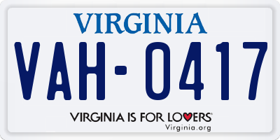 VA license plate VAH0417