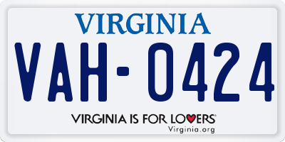 VA license plate VAH0424