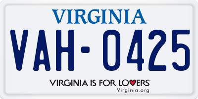 VA license plate VAH0425