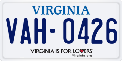 VA license plate VAH0426