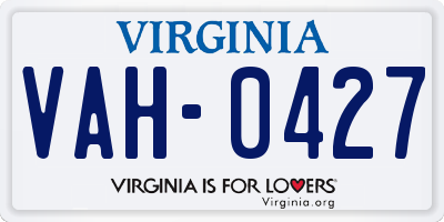 VA license plate VAH0427