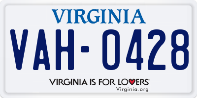 VA license plate VAH0428