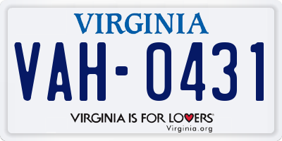 VA license plate VAH0431