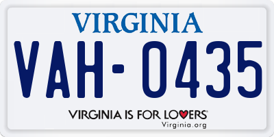 VA license plate VAH0435