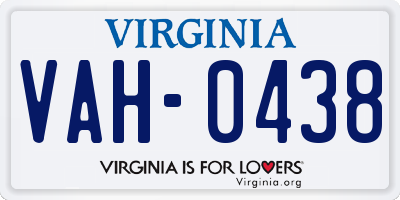 VA license plate VAH0438
