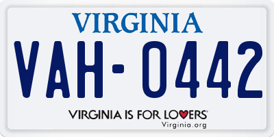 VA license plate VAH0442