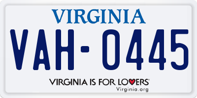 VA license plate VAH0445