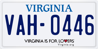 VA license plate VAH0446