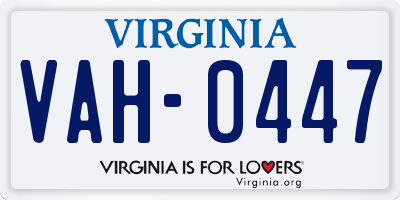 VA license plate VAH0447