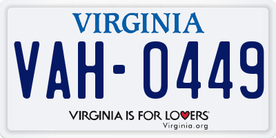 VA license plate VAH0449