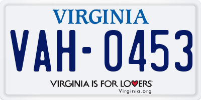 VA license plate VAH0453