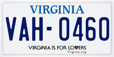 VA license plate VAH0460