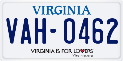 VA license plate VAH0462