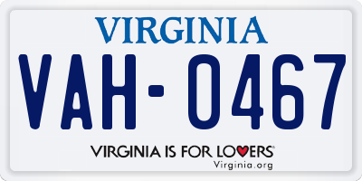 VA license plate VAH0467