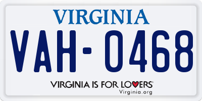 VA license plate VAH0468