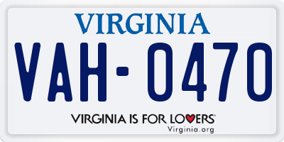 VA license plate VAH0470